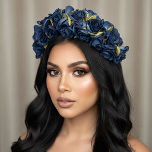 Stunning Handmade Blue Flower Crown